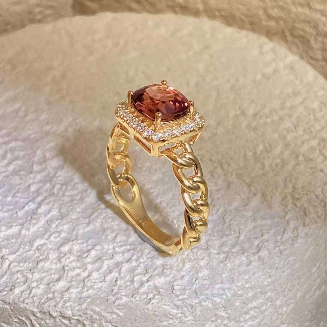 Natural Orange Spinel Diamond Ring D1.95ct d0.192ct. 18K