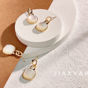 Square Mother of Pearl Diamond Earrings - Jiaxyk