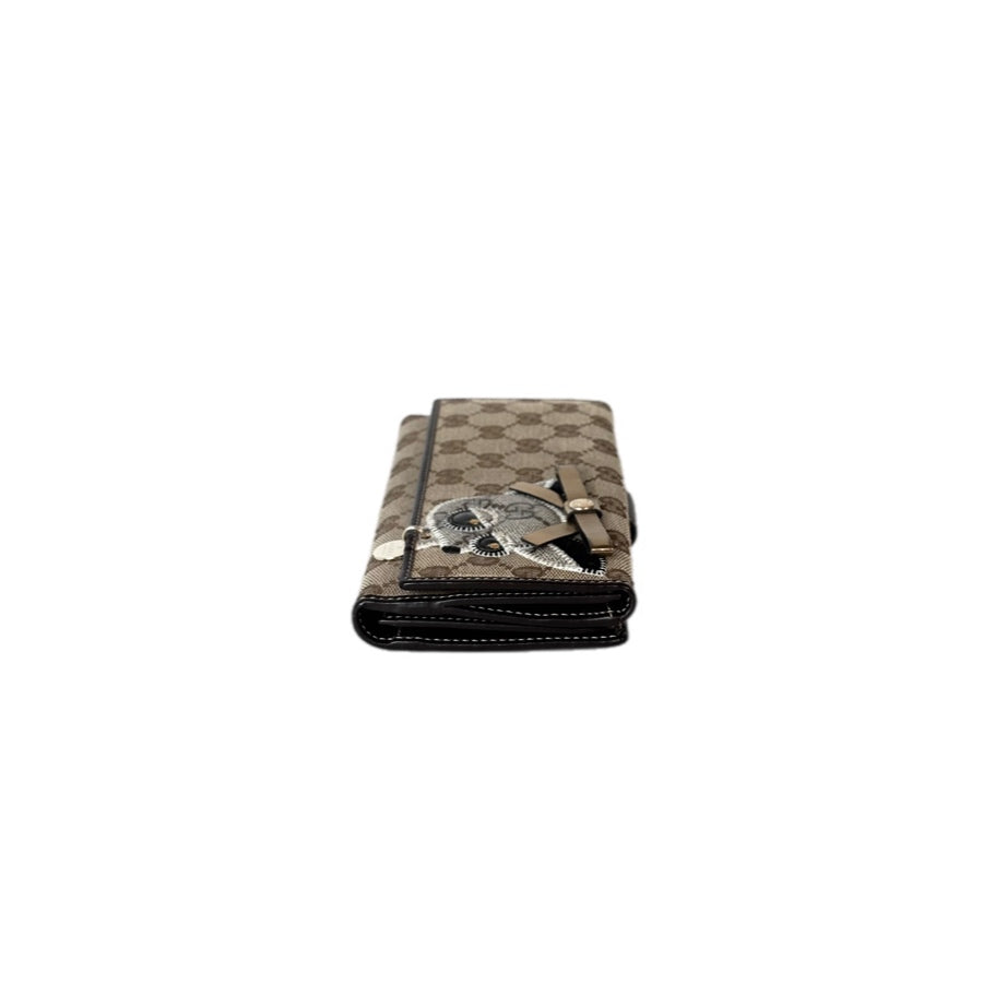 Gucci Canvas Long Wallet With Cat Design