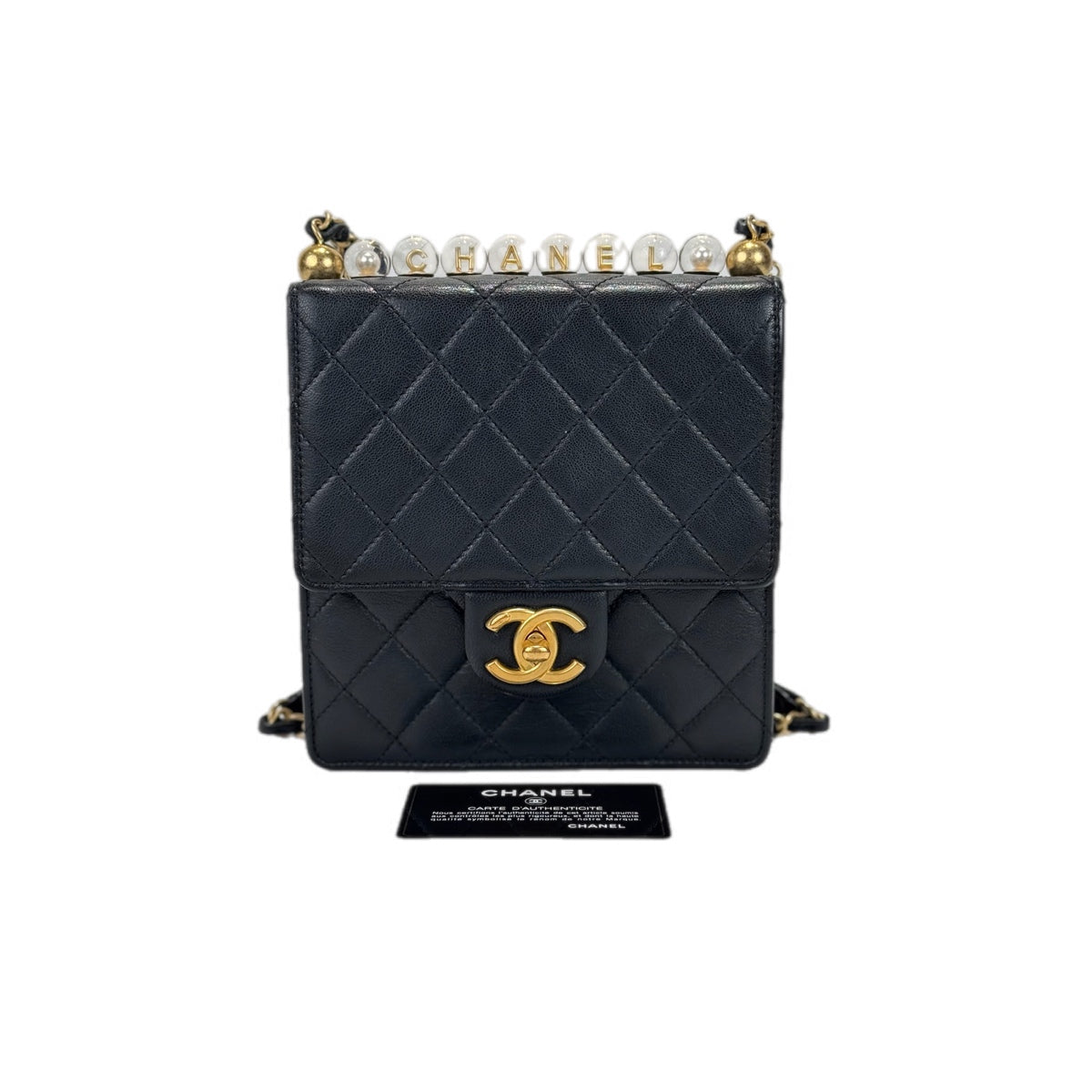 Chanel Black 2020 Chick Pearls Mini Flap Crossbody Bag