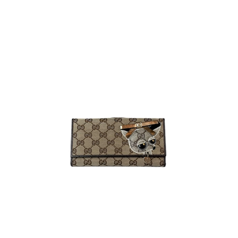 Gucci Canvas Long Wallet With Cat Design