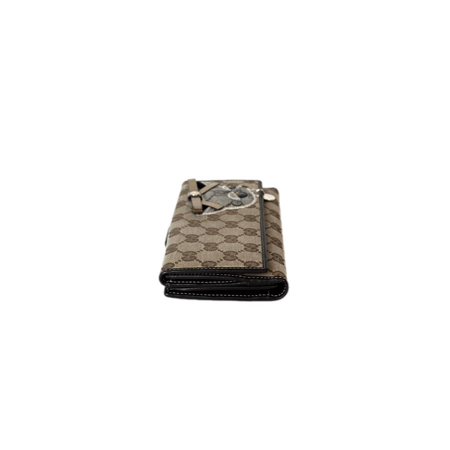 Gucci Canvas Long Wallet With Cat Design