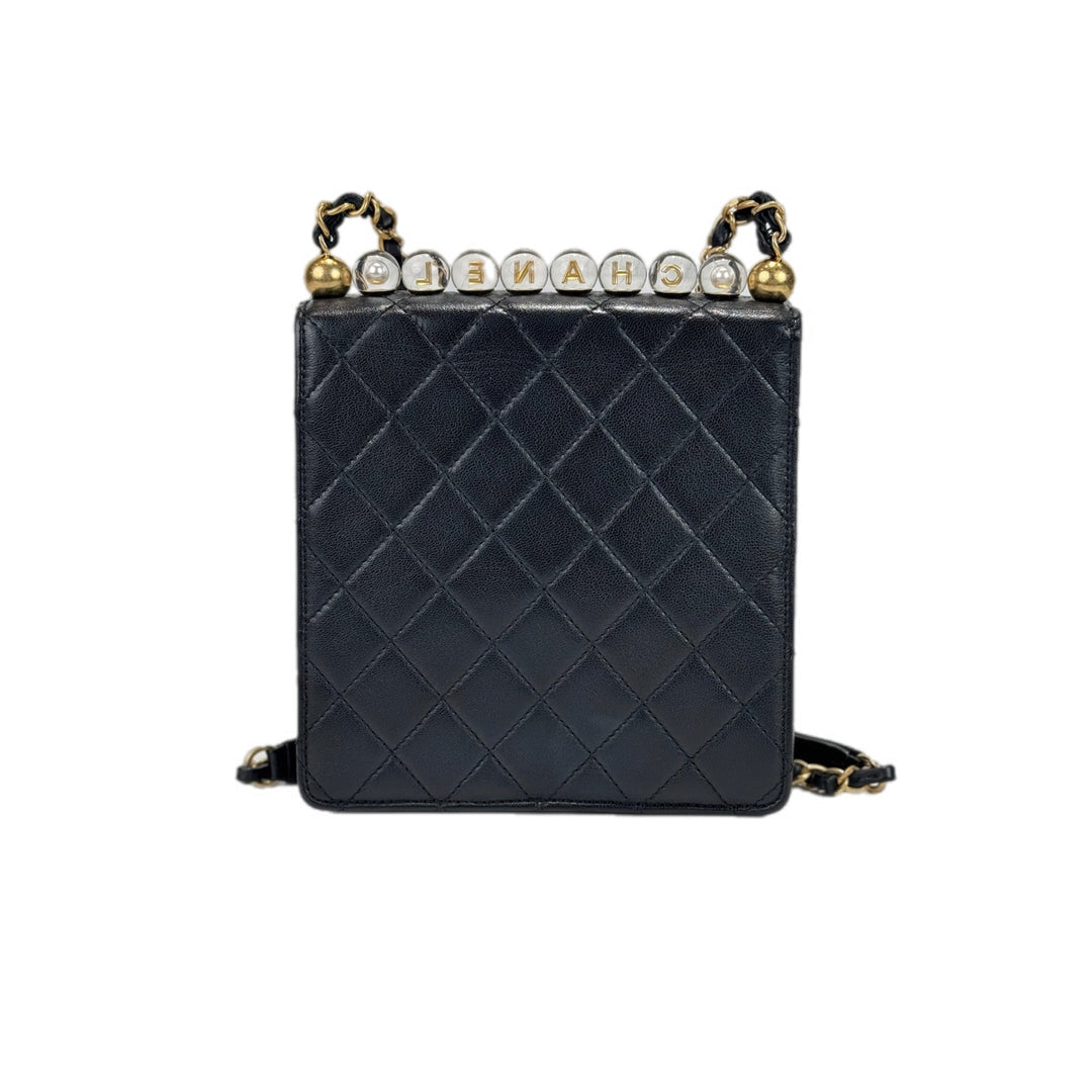Chanel Black 2020 Chick Pearls Mini Flap Crossbody Bag