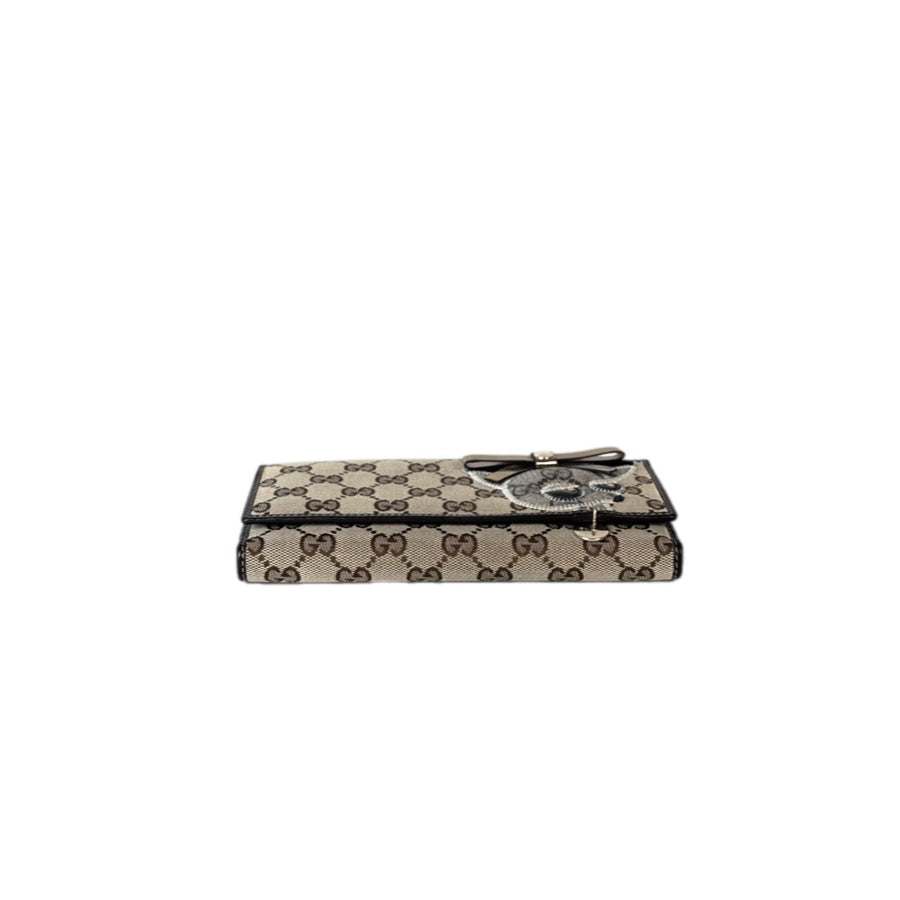 Gucci Canvas Long Wallet With Cat Design