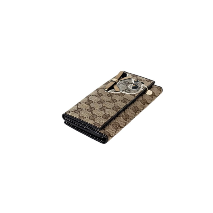 Gucci Canvas Long Wallet With Cat Design