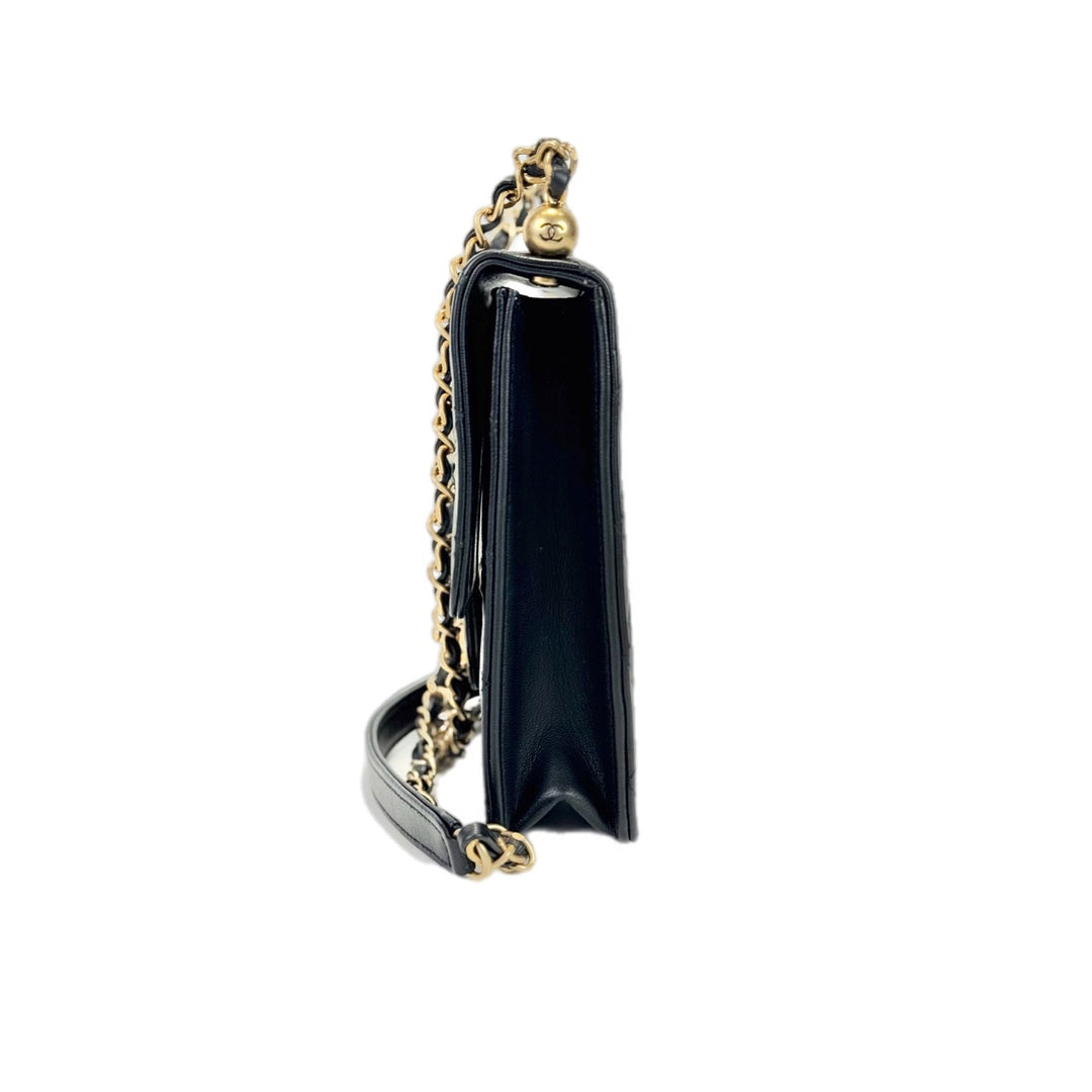 Chanel Black 2020 Chick Pearls Mini Flap Crossbody Bag