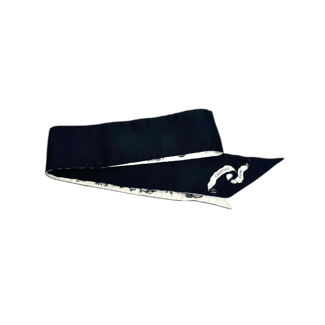 Dior Black and White Silk Twilly