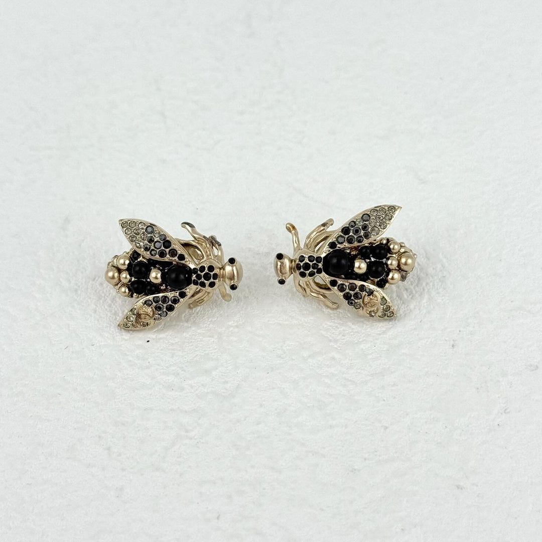 Chanel Crystal Bug Clip-On Earrings