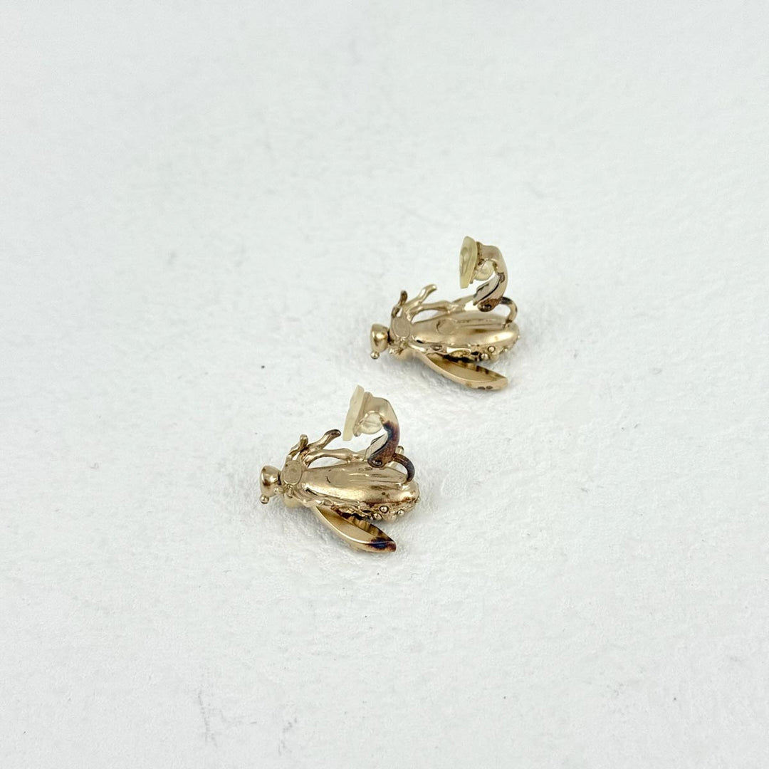 Chanel Crystal Bug Clip-On Earrings
