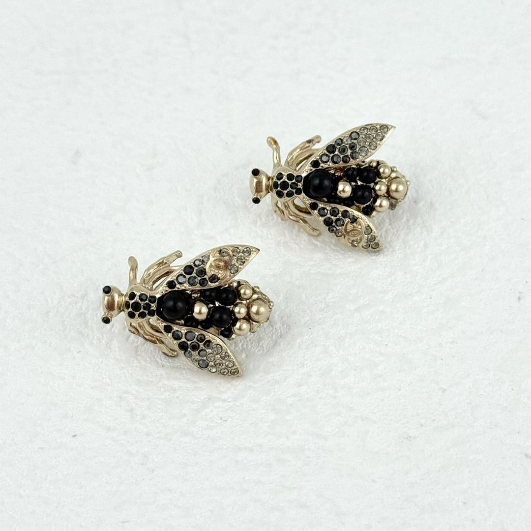 Chanel Crystal Bug Clip-On Earrings