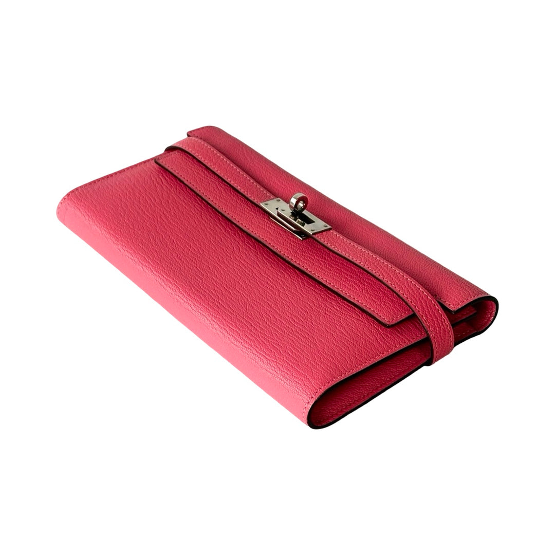 Hermes Pink Long Wallet Kelly