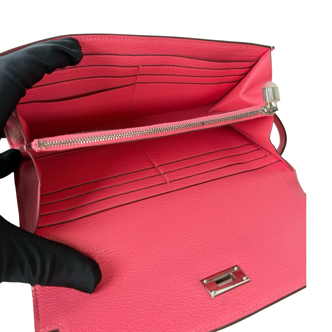 Hermes Pink Long Wallet Kelly