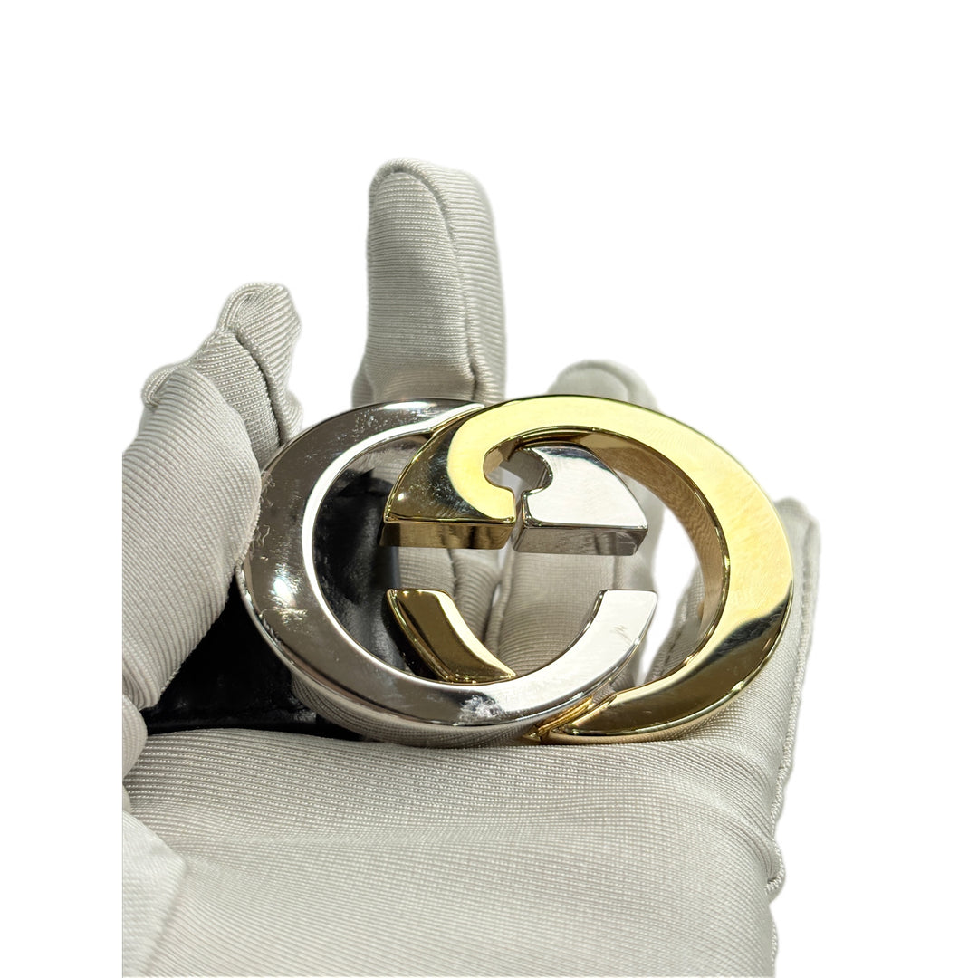 Gucci Two Tone GG Logo Belt 90CM