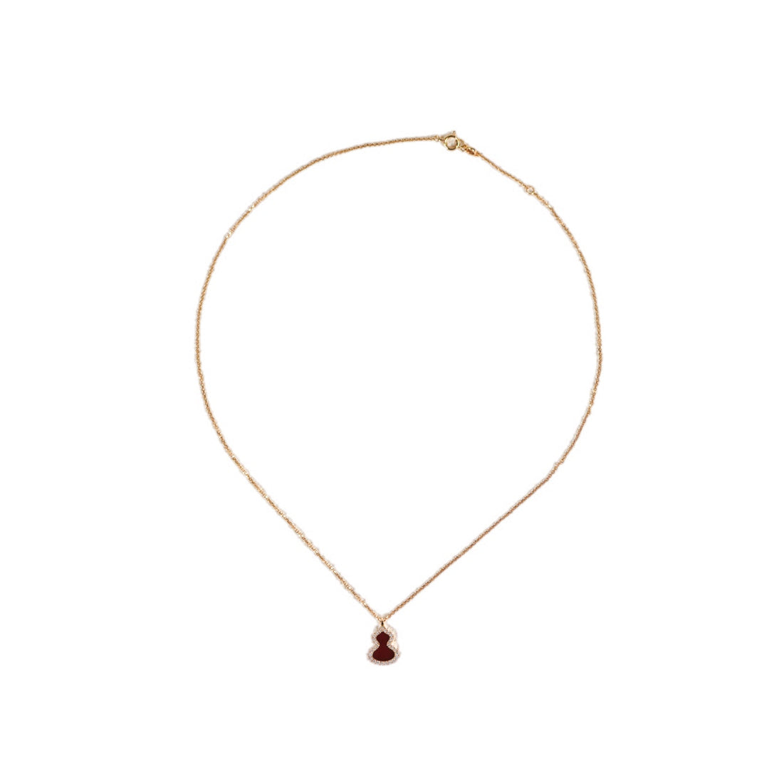 Qeelin Wulu Necklace Petite 18k Rose Gold Red Agate