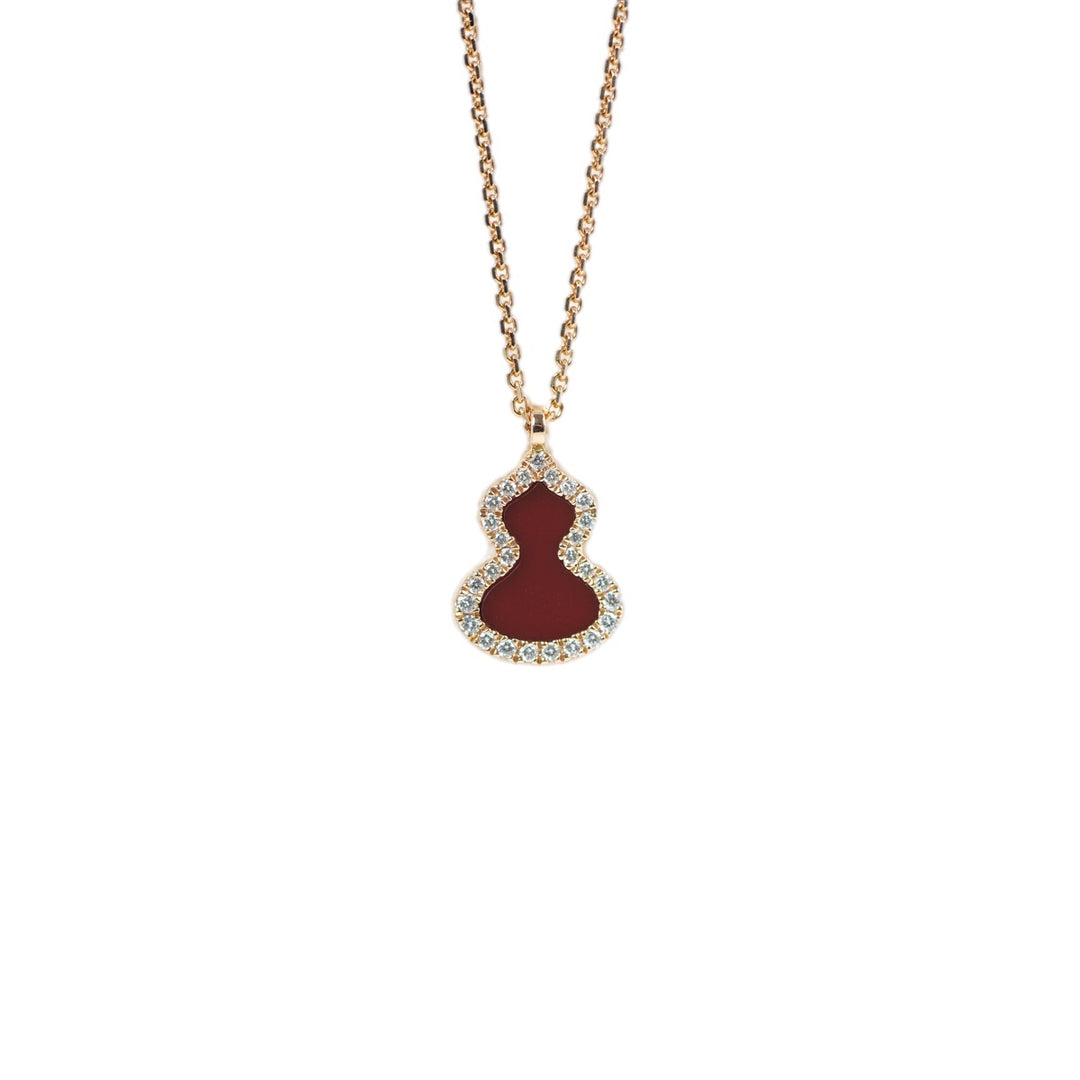 Qeelin Wulu Necklace Petite 18k Rose Gold Red Agate