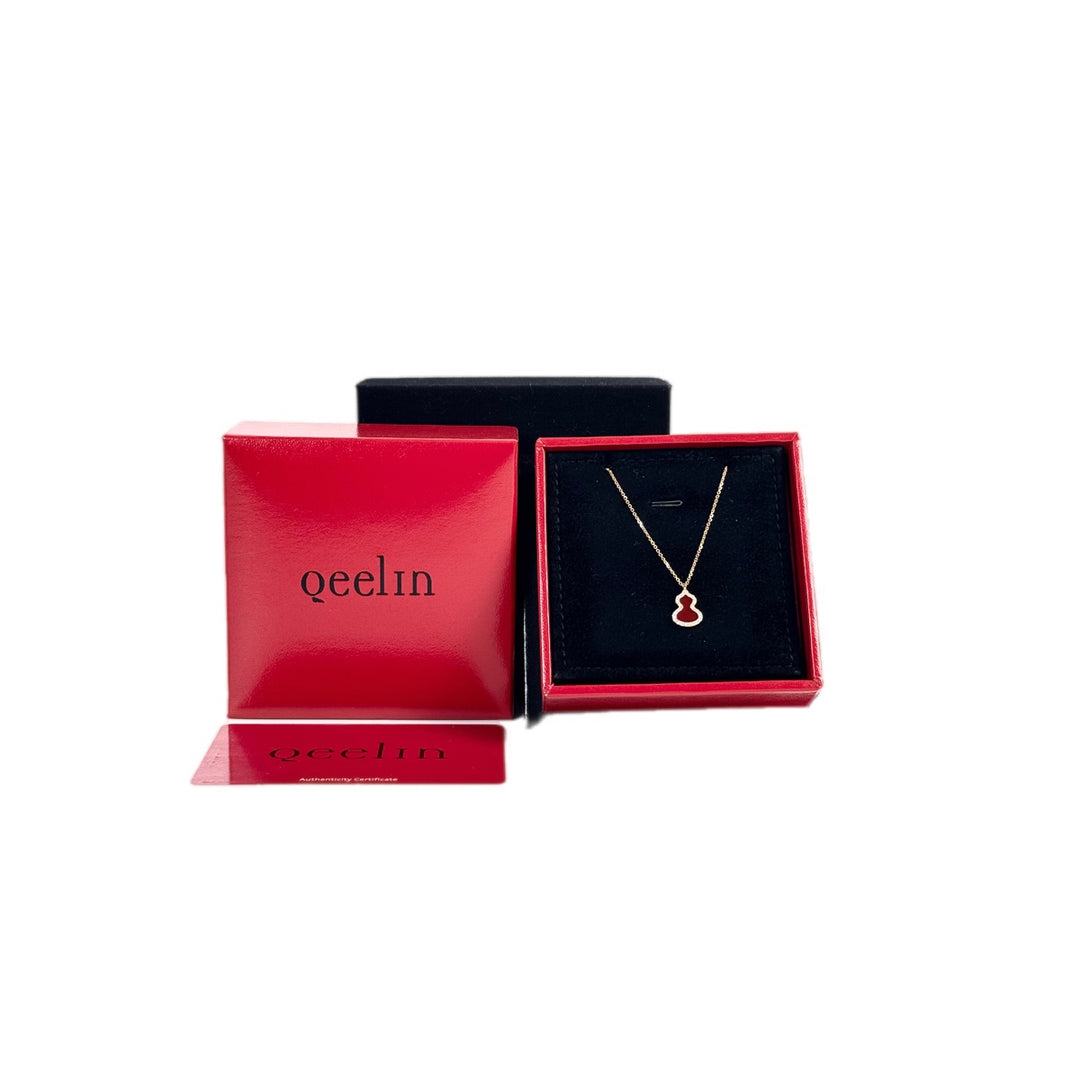 Qeelin Wulu Necklace Petite 18k Rose Gold Red Agate