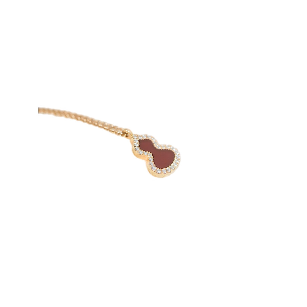 Qeelin Wulu Necklace Petite 18k Rose Gold Red Agate