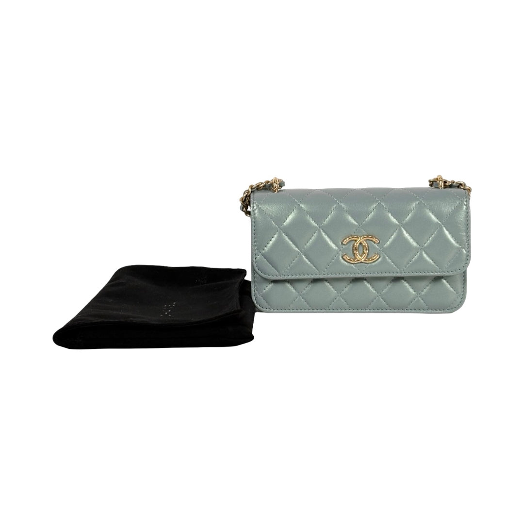 Chanel Light Green Lambskin Woc Bag