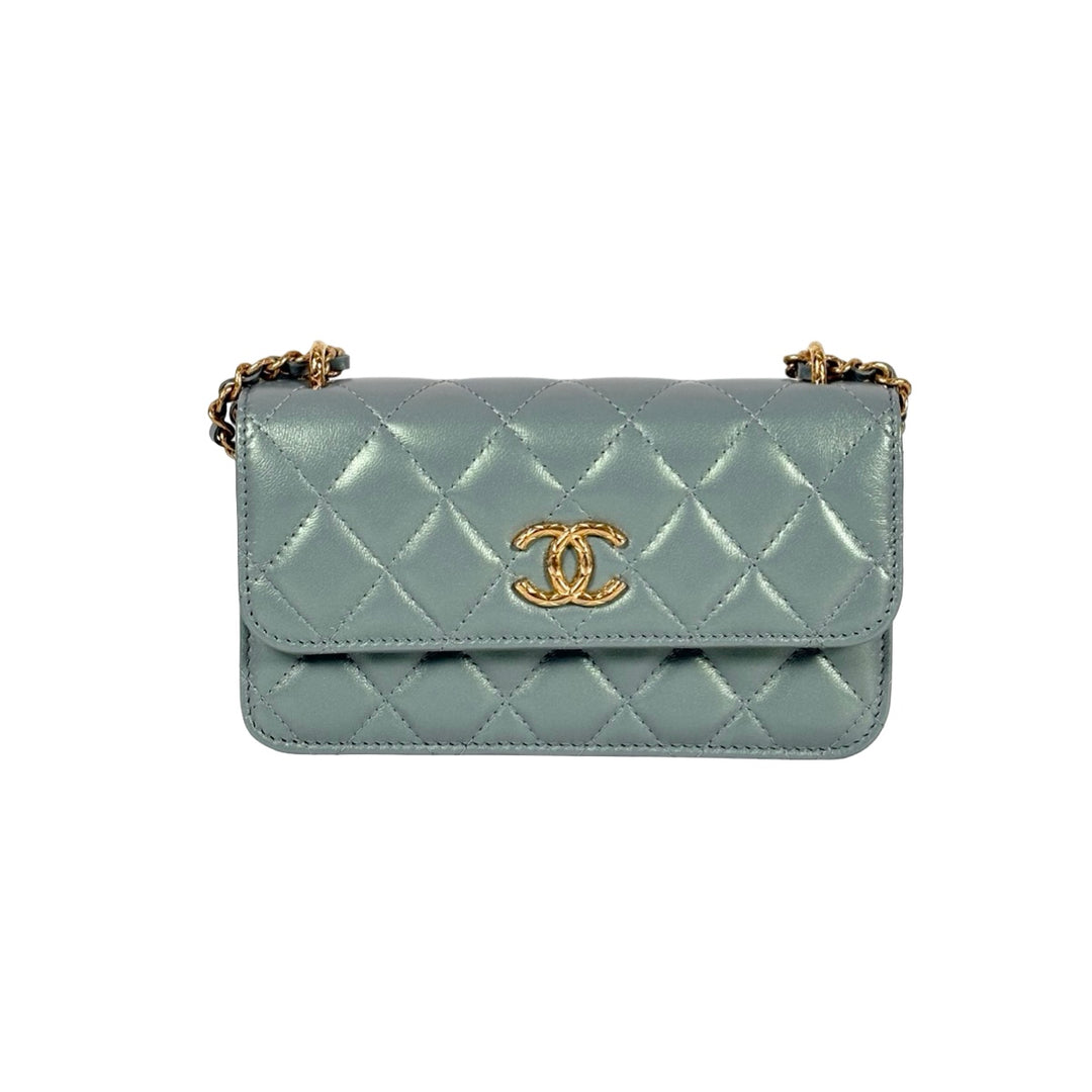 Chanel Light Green Lambskin Woc Bag