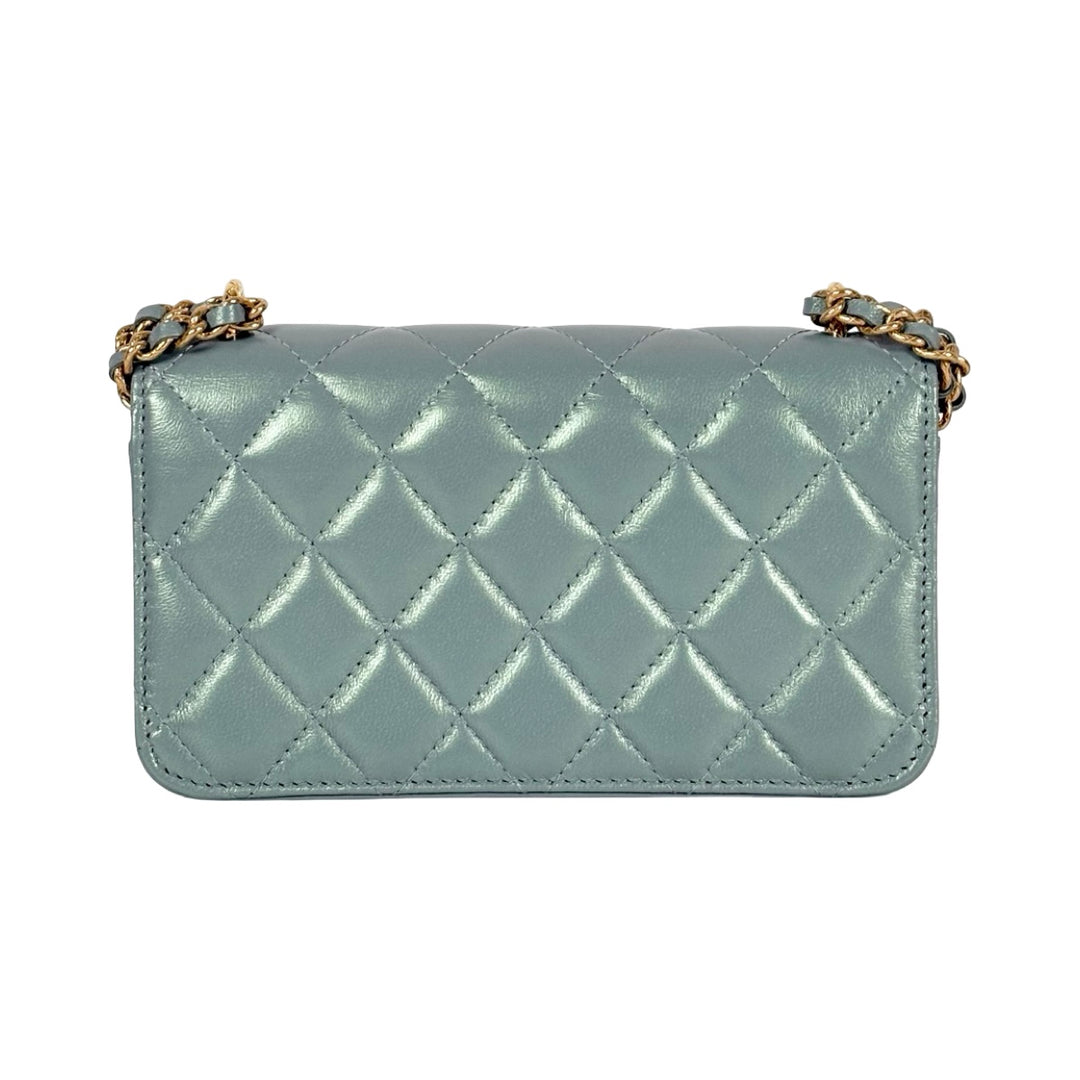 Chanel Light Green Lambskin Woc Bag