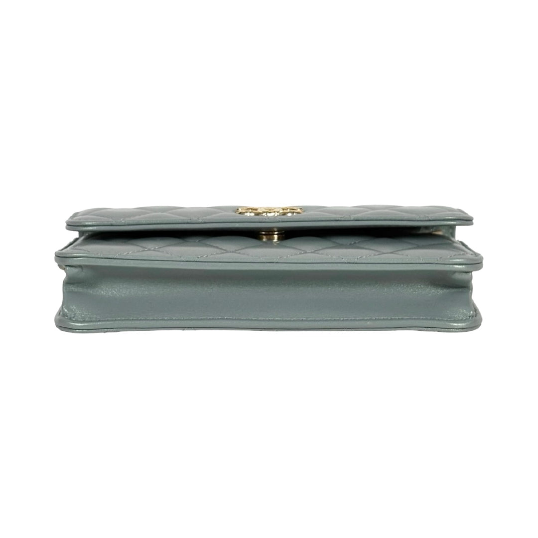 Chanel Light Green Lambskin Woc Bag