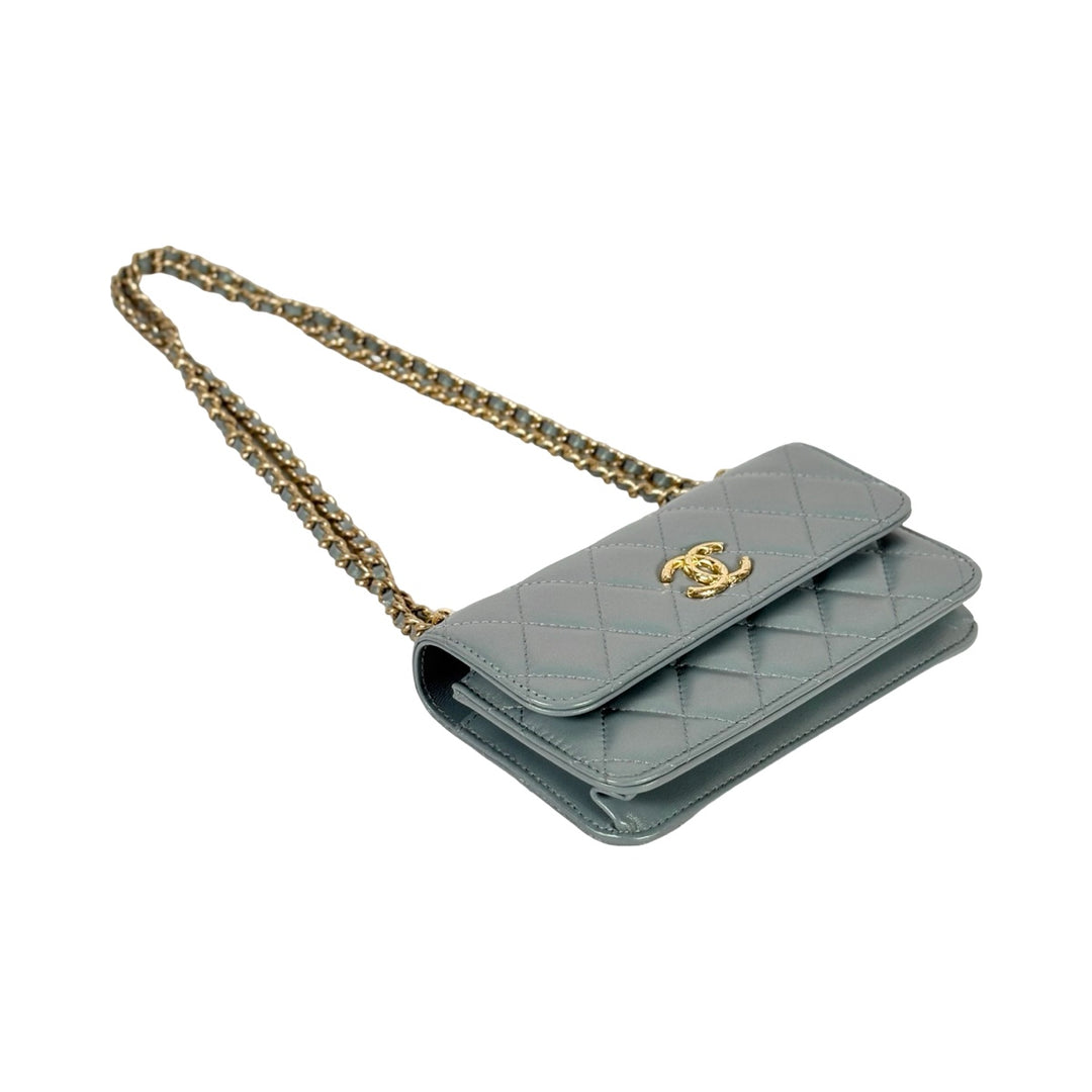 Chanel Light Green Lambskin Woc Bag
