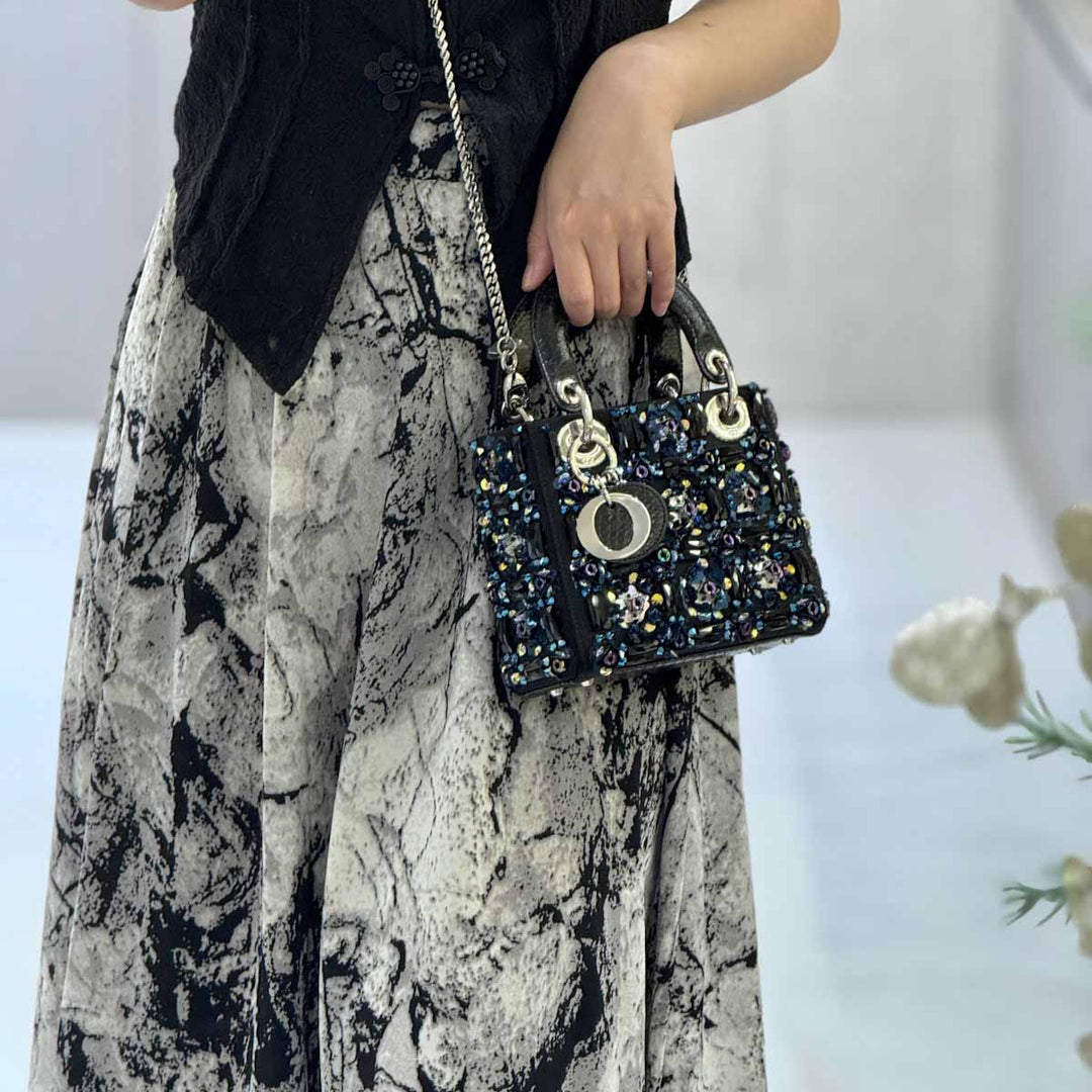 Dior Embellished Python Mini Lady Dior Bag