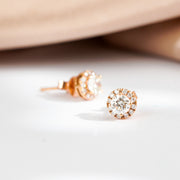 Natural White Diamond Earrings Studs D0.53ct d0.14ct, 18K Gold