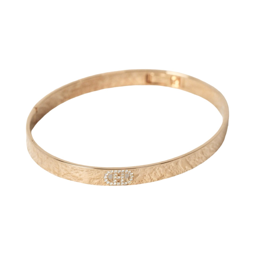 Hermes H d’Ancre Bangle 18K Rose Gold