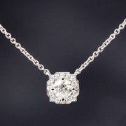 Natural White Diamond Necklace D0.30ct d0.12ct, 18K Gold GIA