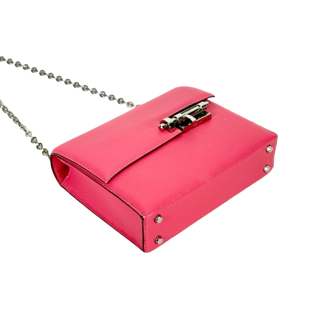 Hermes Rose Lipstick Verrou 17cm Bag