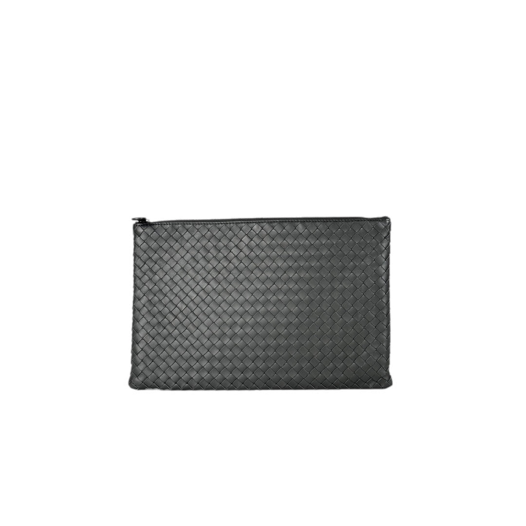 Bottega Veneta Grey Leather Clutch