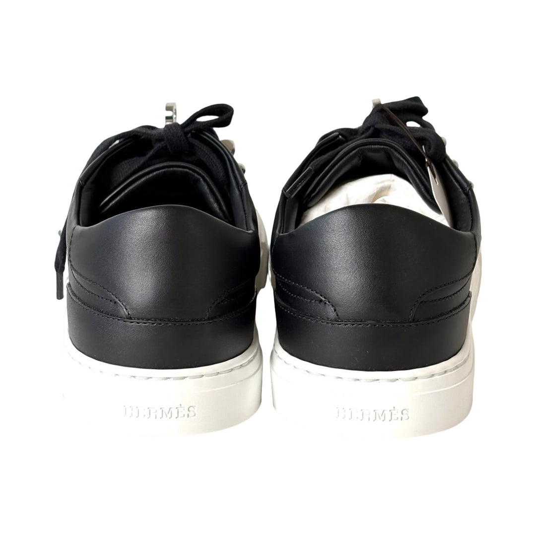 Hermes Black Day Sneaker Kelly Buckle Studs Shoes #38.5