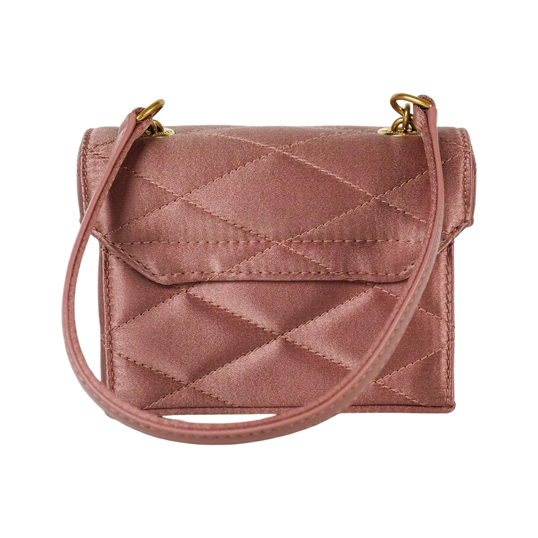 YSL Quilted June Micro Bag Old Rose Silk