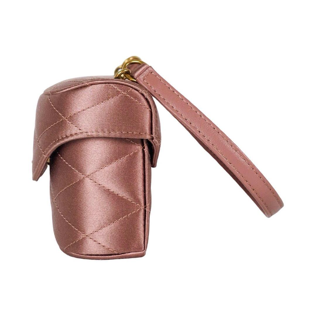 YSL Quilted June Micro Bag Old Rose Silk