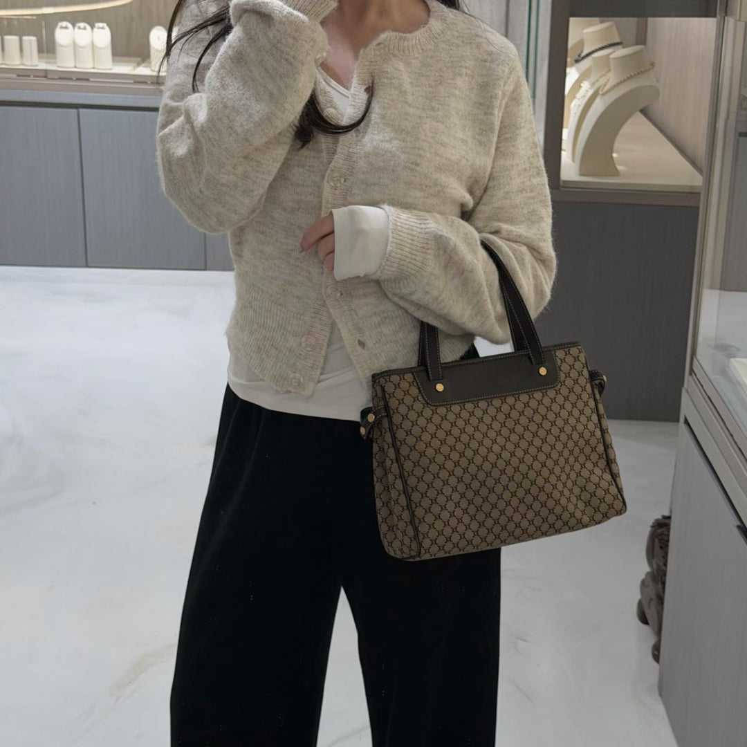 Celine 1970-2000 Macadam Coated Canvas Tote Bag