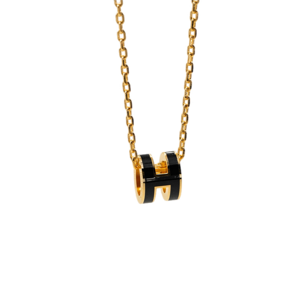 Hermes Mini H Pop Necklace Black