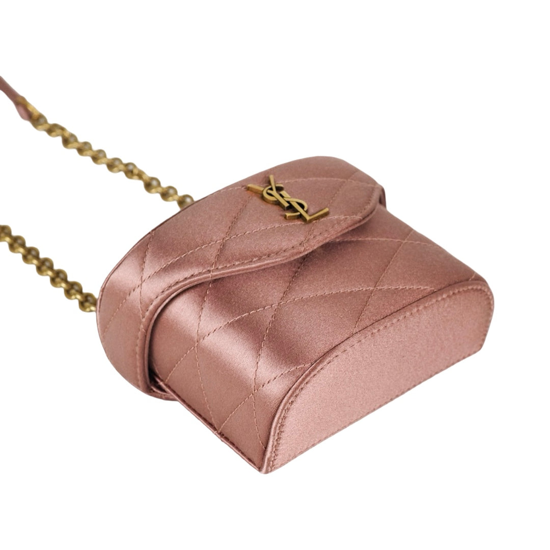 YSL Quilted June Micro Bag Old Rose Silk