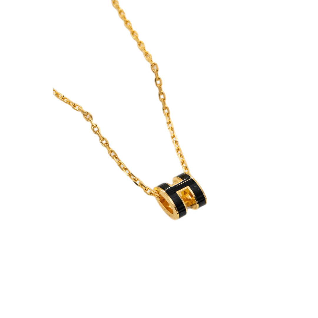 Hermes Mini H Pop Necklace Black