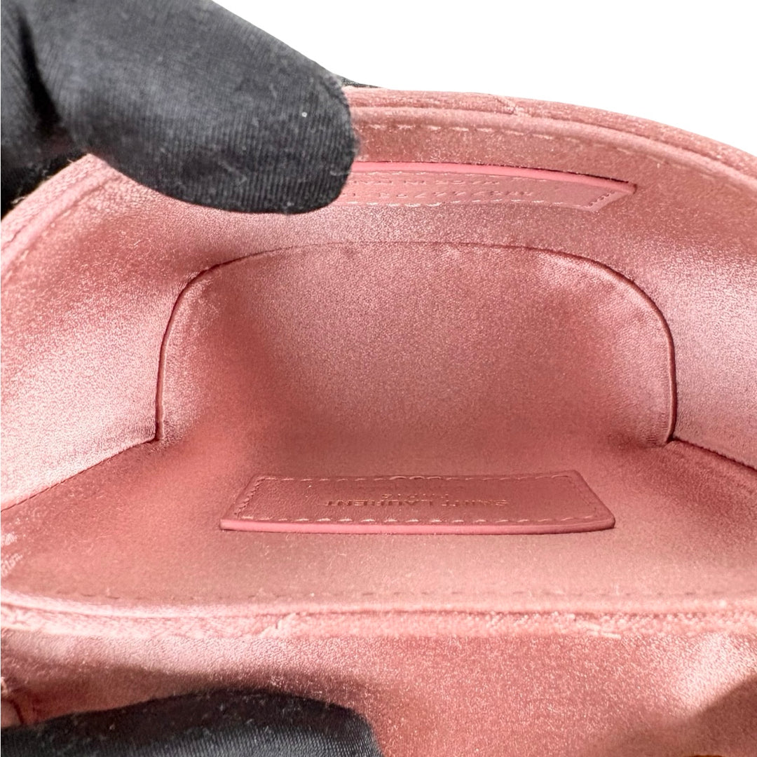 YSL Quilted June Micro Bag Old Rose Silk