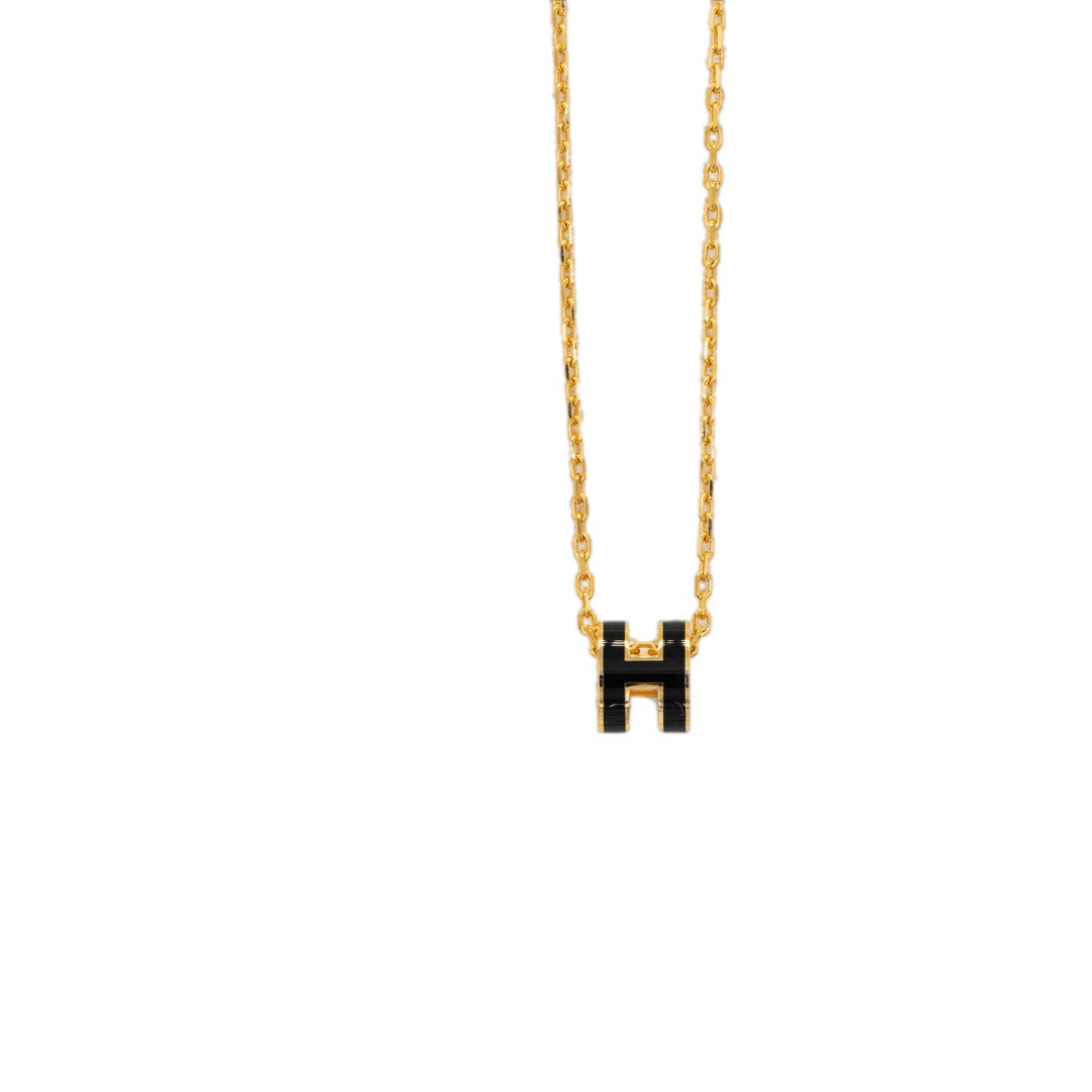 Hermes Mini H Pop Necklace Black