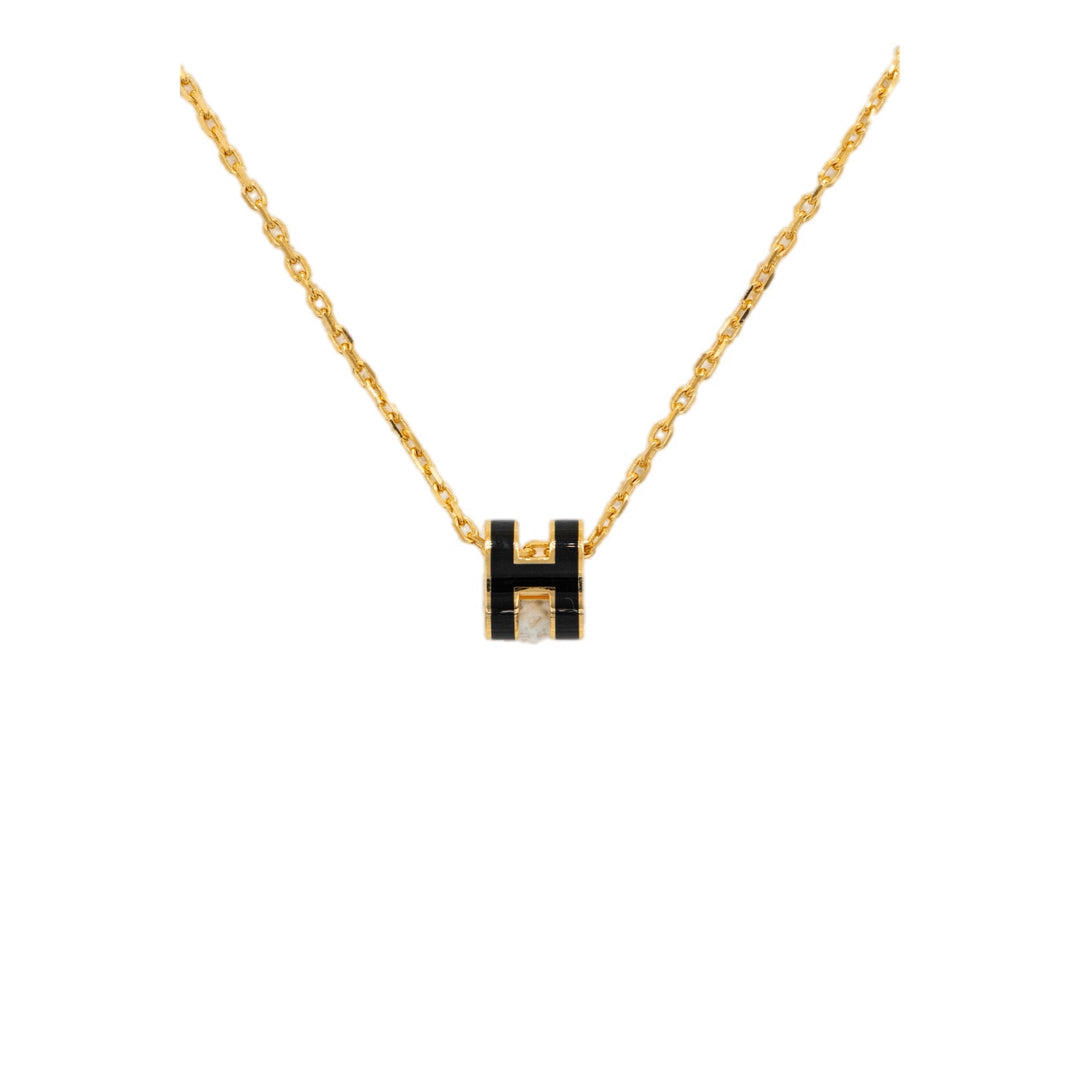 Hermes Mini H Pop Necklace Black