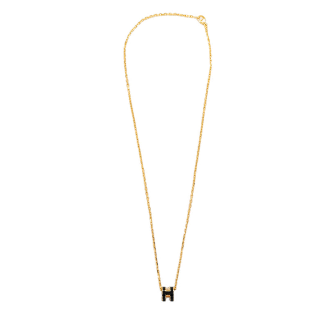 Hermes Mini H Pop Necklace Black