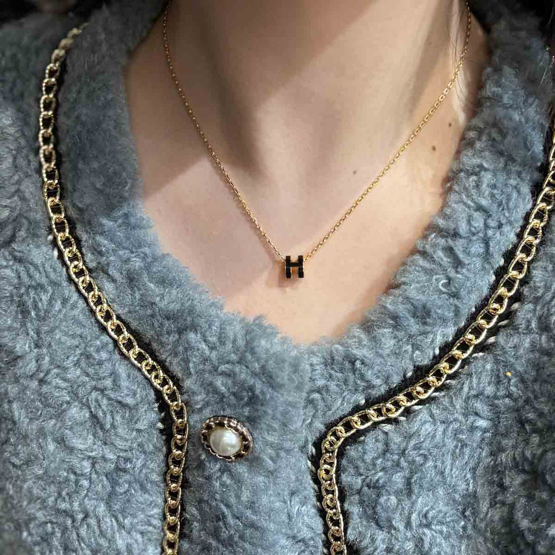Hermes Mini H Pop Necklace Black