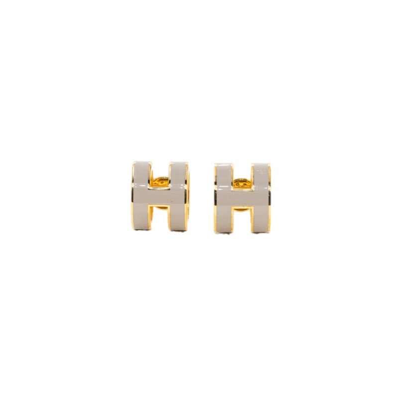 Hermes Cream Mini H Pop Earrings