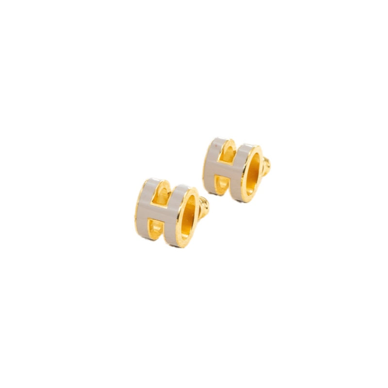 Hermes Cream Mini H Pop Earrings