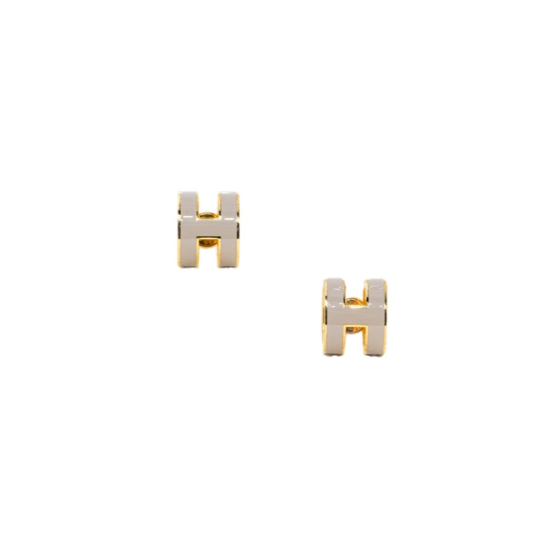 Hermes Cream Mini H Pop Earrings