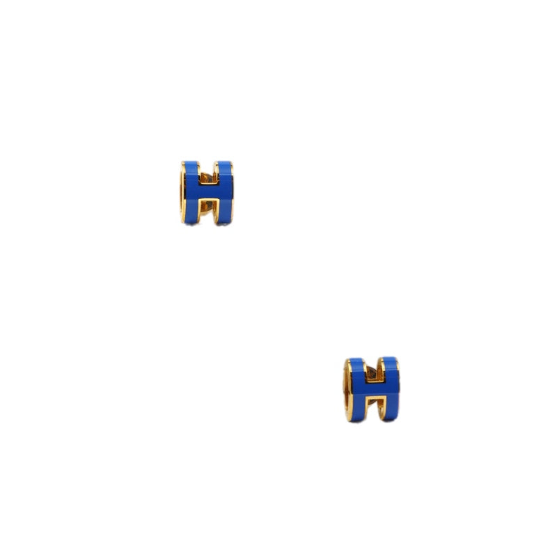 Hermes H Pop Earrings Blue Mini