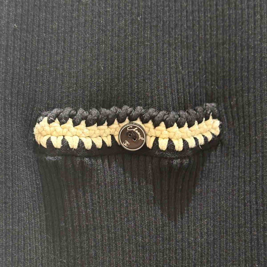 Chanel Black Cotton CC Knit Dress #38