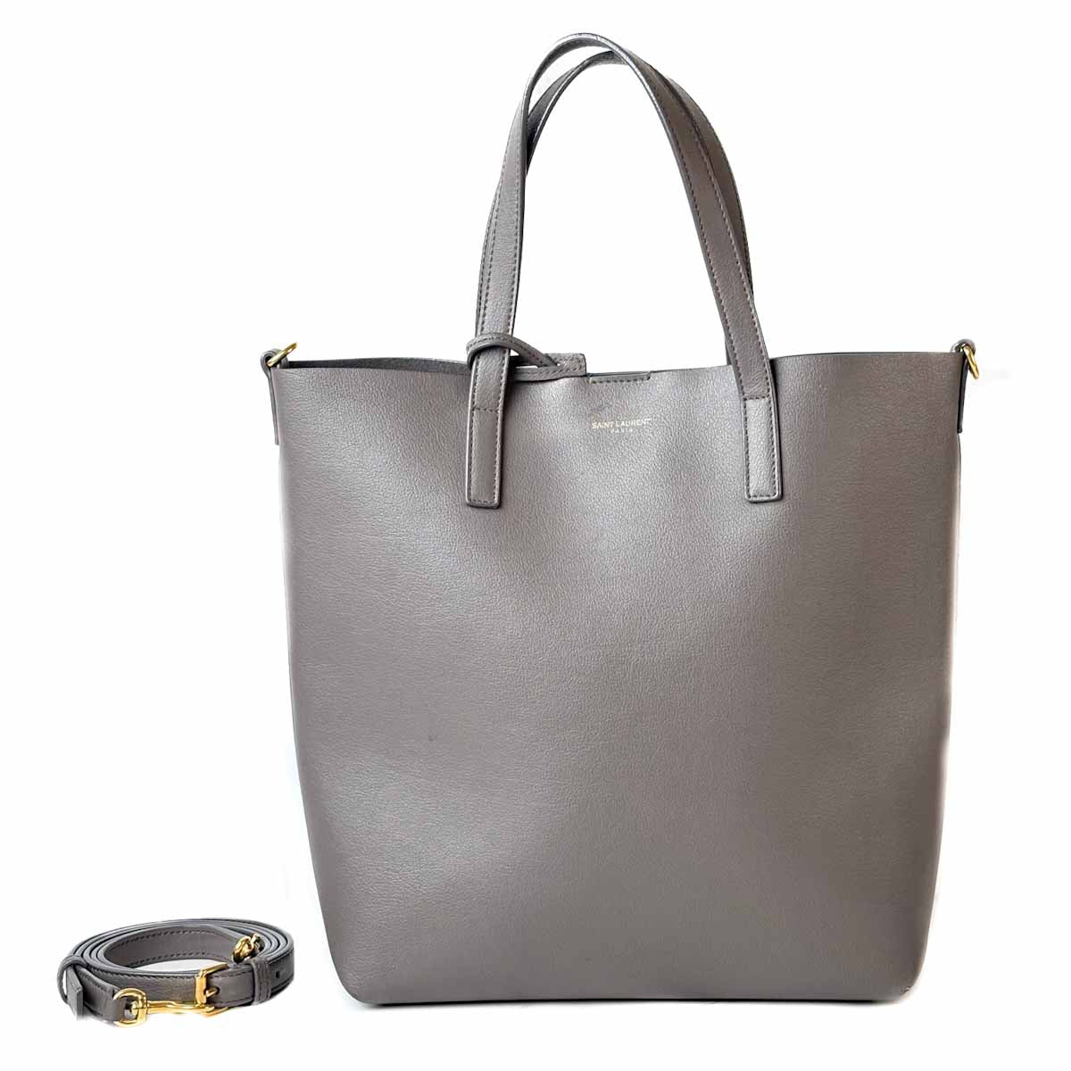 YSL Shopping Tote Bag With strap Grey Calfskin